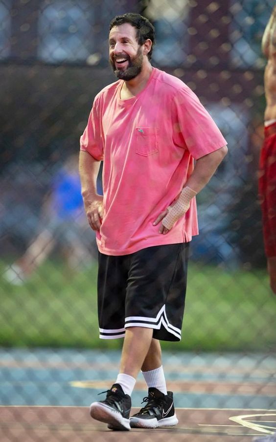 Pink T-Shirt with Black Basketball Shorts